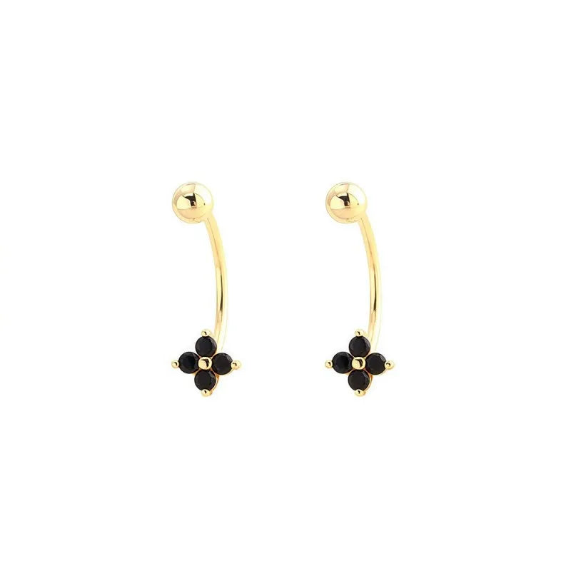 Four Leaf Clover Earring Multicolor Cubic Zircon Screw Earrings DS5006