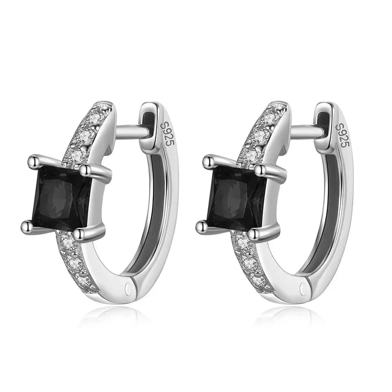 TrustDavis Real 925 Sterling Silver Bohemian Fashion Square Colour CZ Charm Hoop Earring For Women Wedding Fine Jewelry DA2721