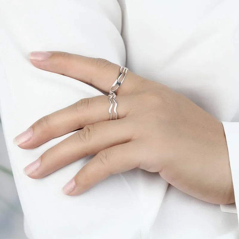 Fashion Sweet Geometric Irregularity Opening Ring DB159