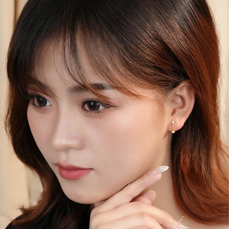 TrustDavis Real 925 Sterling Silver Fashion Flower Zircon Stud Earrings For Daughter Teen Girls Birthday Gift Jewelry DS4601