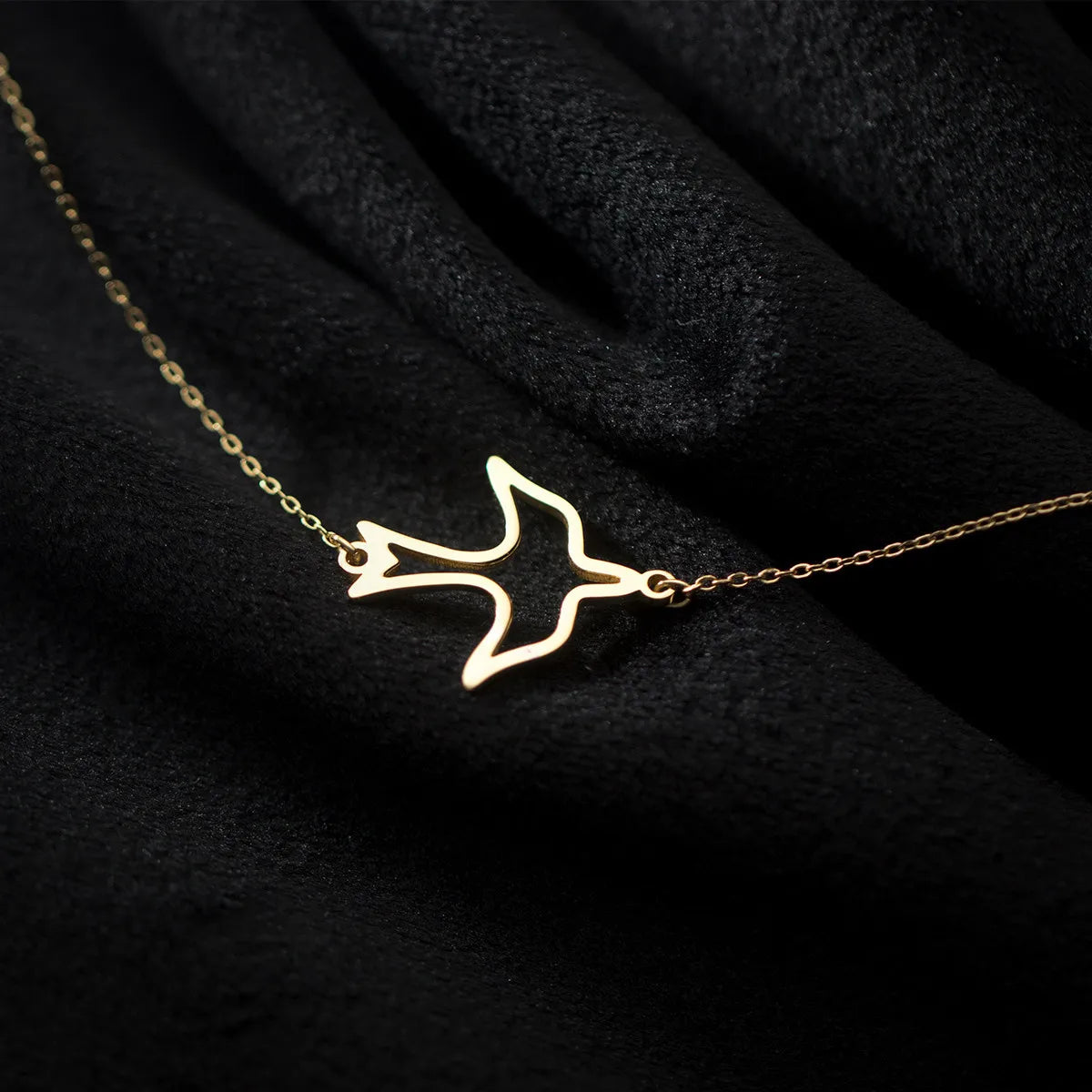 Trustdavis Real 925 Sterling Silver Fashion Gold Hollow Birds Clavicle Chain Necklace For Women Wedding Party Jewelry DA2705