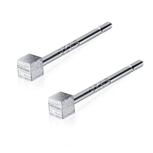 Sweet Mini Wire Drawing Square Stud Earrings DS2112