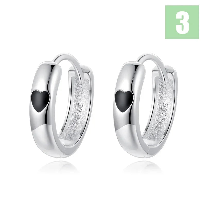 TrustDavis Real 925 Sterling Silver Fashion Sweet Heart Geometric Hoop Earrings for Women Wedding Party Fine Jewelry DS3959