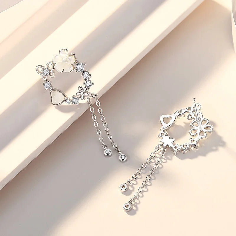 Flower Butterfly Heart Earrings Necklace Set DS4277