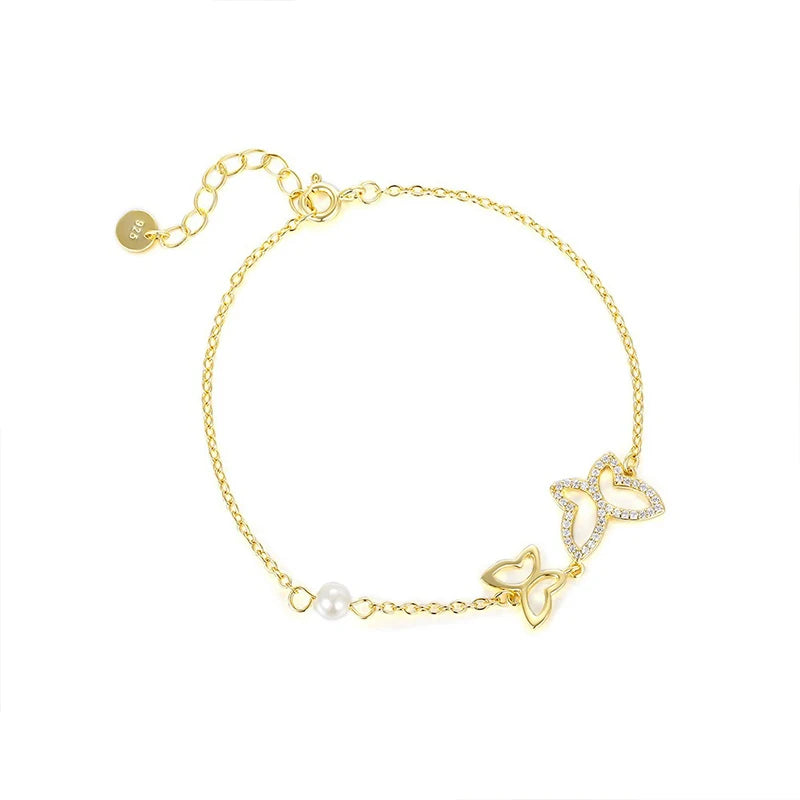 TrustDavis Girls 925 Sterling Silver Fashion Butterfly/Hollow heart/Lightning Bracelet for Women Girl Gift Fine Jewelry DS4662