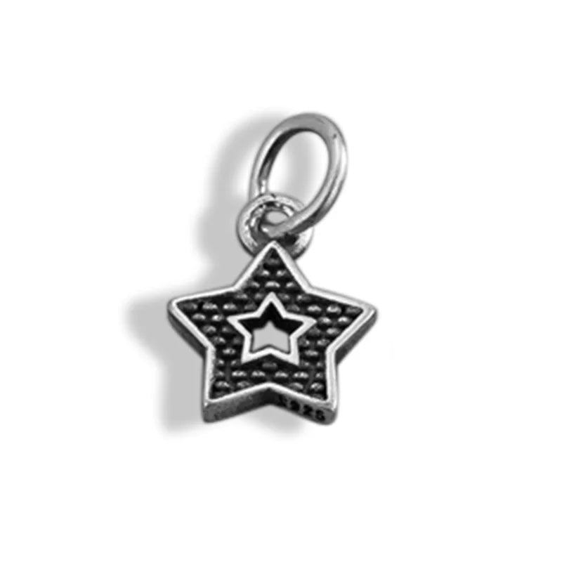 TrustDavis Real 925 Sterling Silver Sweet Heart Stars Moon Charm Pendant Handmade DIY Accessories Fine Jewelry Wholesale DZ1787