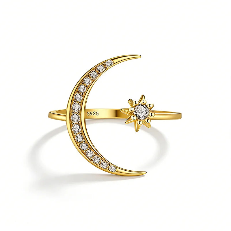Star and Moon Zircon Ring DS4827