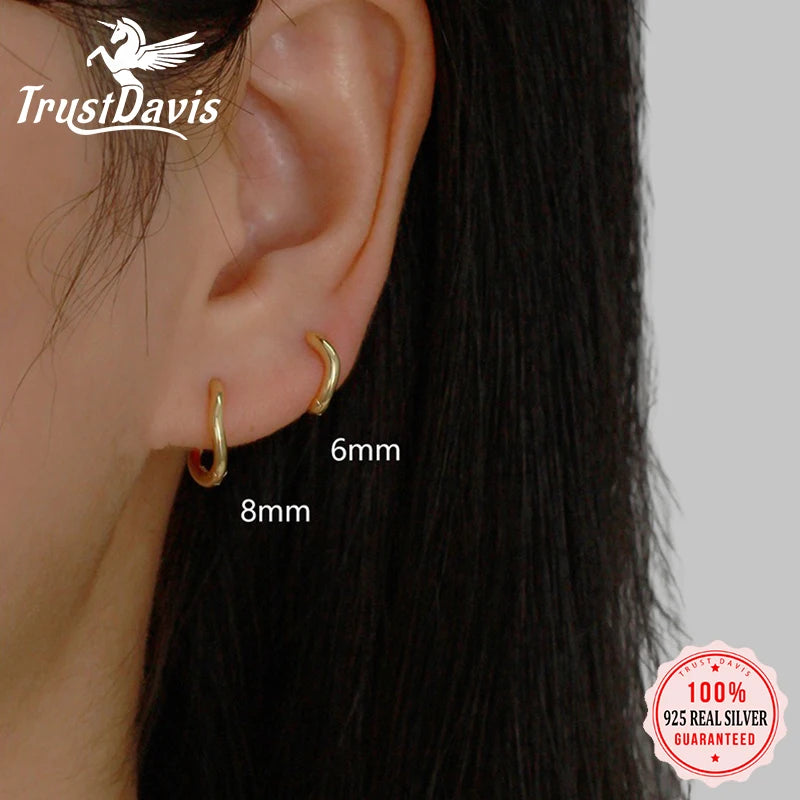 TrustDavis Real 925 Sterling Silver Women's Fashion Simple Wavy Irregular Earrings for Women Girls Gift Fine Jewelry DS4699