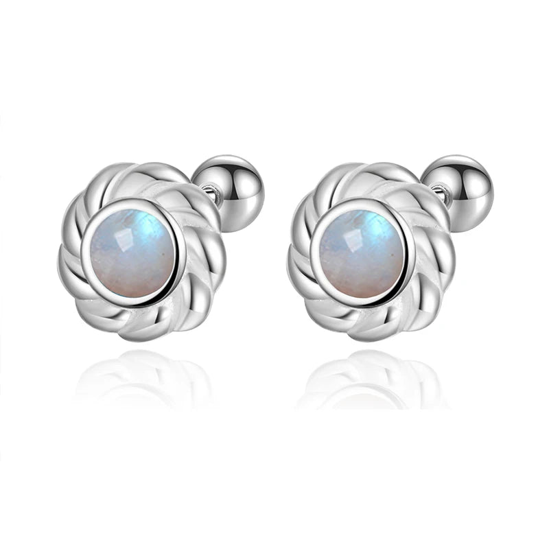 TrustDavis Girls 100% 999 Sterling Silver Trendy Opal Stud Earrings Gift for Women Young Daughter Birthday Party DS4569