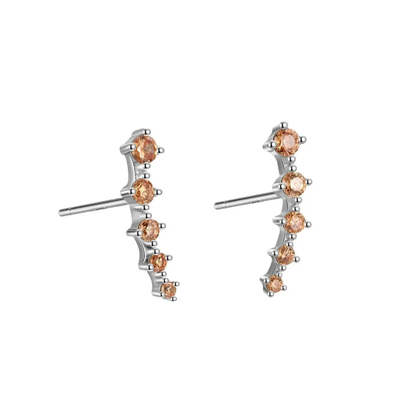 Fashion Unique Curved Colored Zircon Stud Earrings for Women DS4971