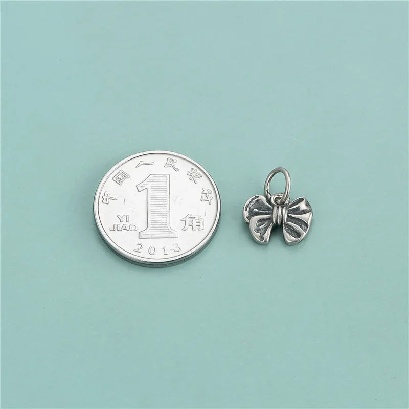 TrustDavis Real 925 Sterling Silver Sweet Bow Knot Pendant Handmade DIY FIT Necklace Bracelet Accessories Fine Jewelry DZ622