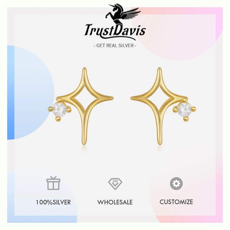Star Earrings Minimalist Flower Rose Zircon Stud Earrings DS4992