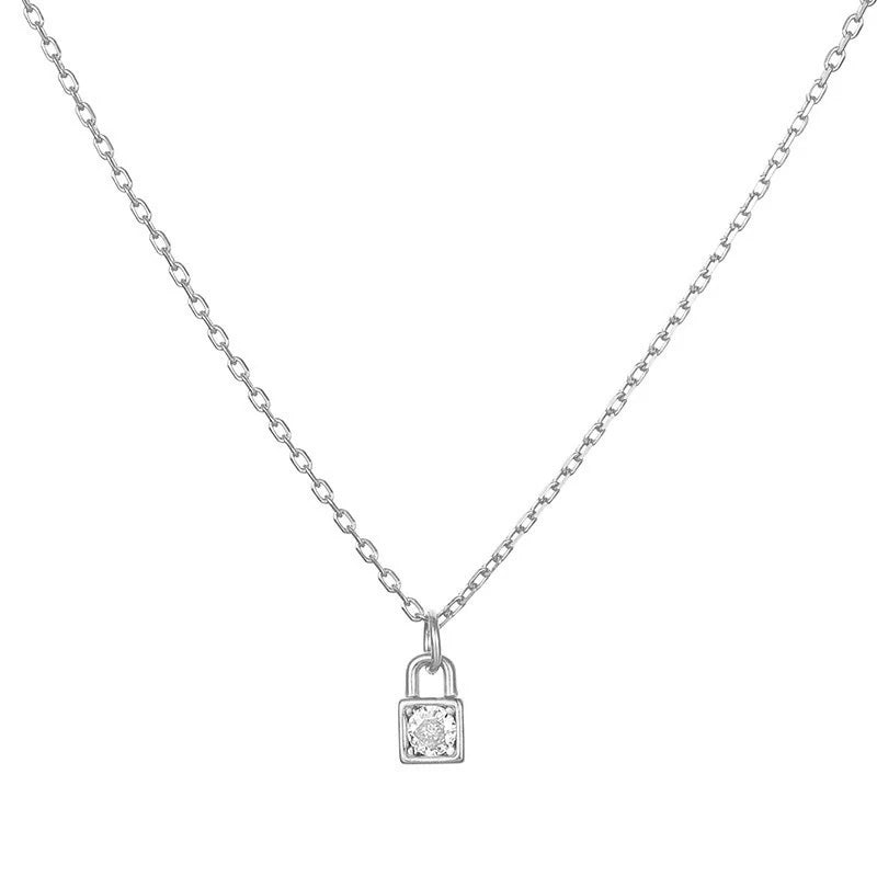 Lock Zircon Necklace DS4824