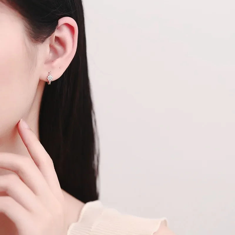 TrustDavis Girls Real 925 Sterling Silver fashion diamond Sparkling Earrings for Women Party Birthday Fine Jewelry DS4011