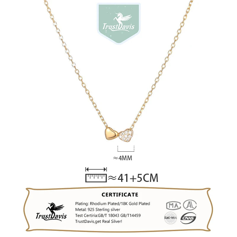 Double Heart Zircon Necklace DS4825