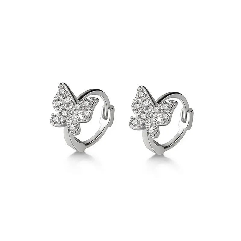 Trustdavis Real 925 Sterling Silver Fashion Sweet INS Butterfly CZ Mini Hoop Earring For Women Wedding Party S925 Jewelry DA1628