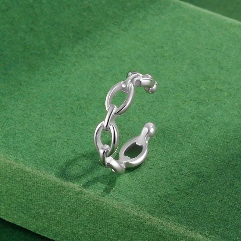 Trustdavis Real 925 Sterling Silver Fashion Openwork Chain Clip Earrings Mum Daughter Birthday Party Gift Jewelry DS4408