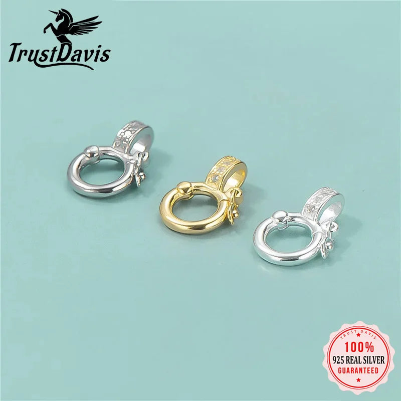 TrustDavis Real 925 Sterling Silver Bracelet Nacklace Buckle Buckle DIY Necklace Bracelet Accessories Fine Women Jewelry DZ737