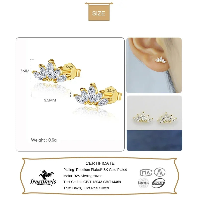 Shiny Zircon Wings Stud Earrings L077