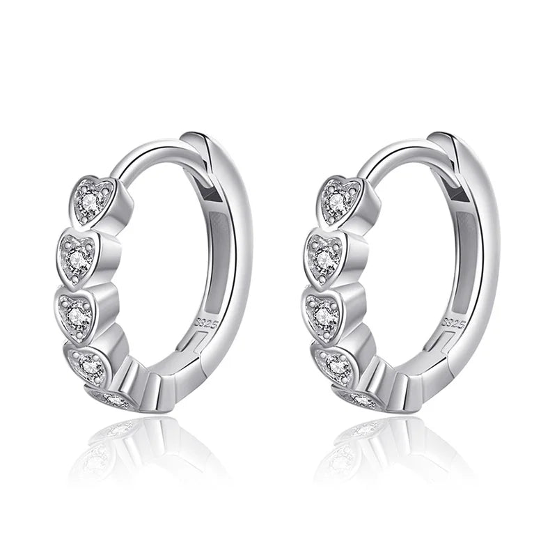 TrustDavis 2023 New 925 Sterling Silver Women Sweet Heart CZ Hoop Earrings for Girls Wedding Party Fine S925 Jewelry DS3874