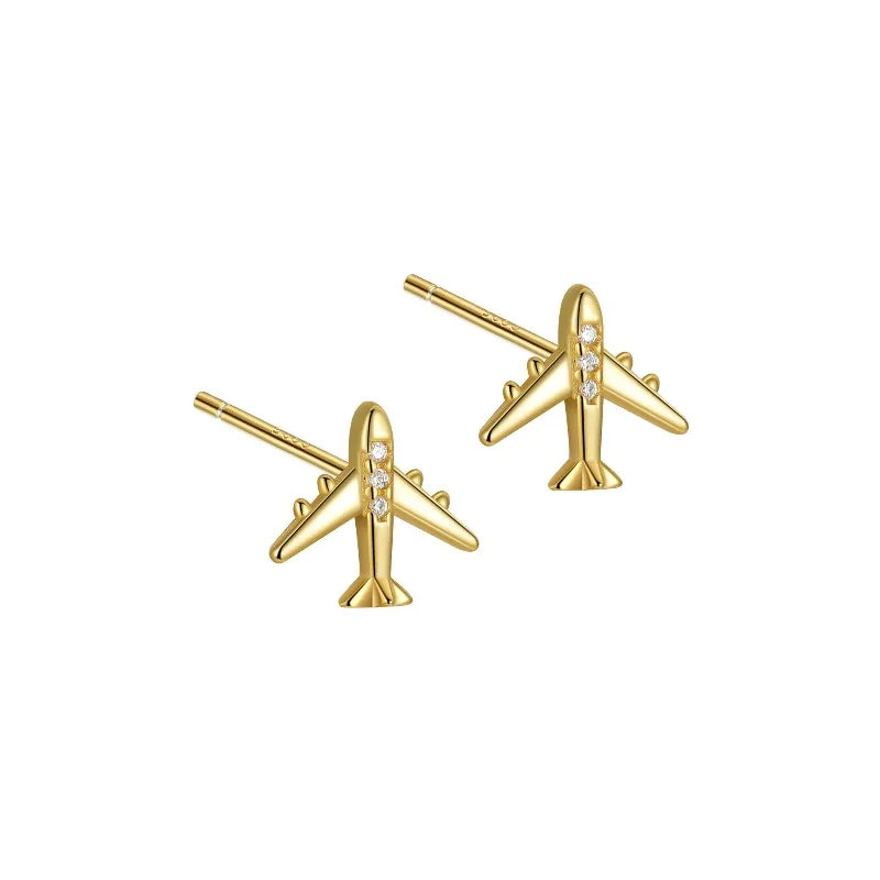 Fashion and Unique Zircon Airplane Earrings for Women DS4972