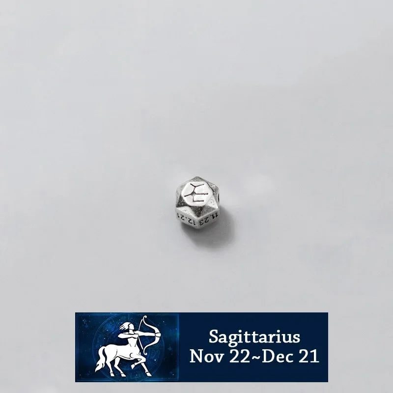 TrustDavis Real 925 Sterling Silver Beads Fashion 12 Constellation Charm Beads Fit Bracelet Necklace Accessories Jewelry HY886