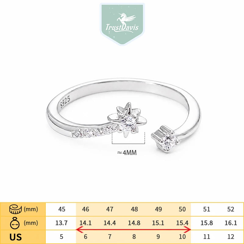 Fashion Simple Eight-pointed Star Zircon Open Ring for Women DS4975