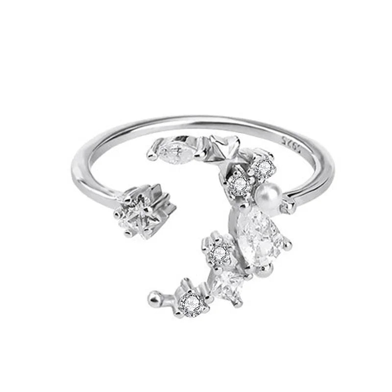 TrustDavis Real 925 Sterling Silver Fashion Twinkling Moon Ring Necklace For Women Wedding Anniversary Gift 925 Jewelry DS1348