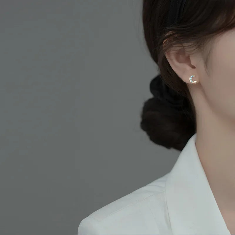 Moon Star Shiny Stud Earrings DA2424