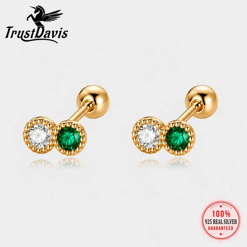Double-color Zircon Stud Earrings DS1912