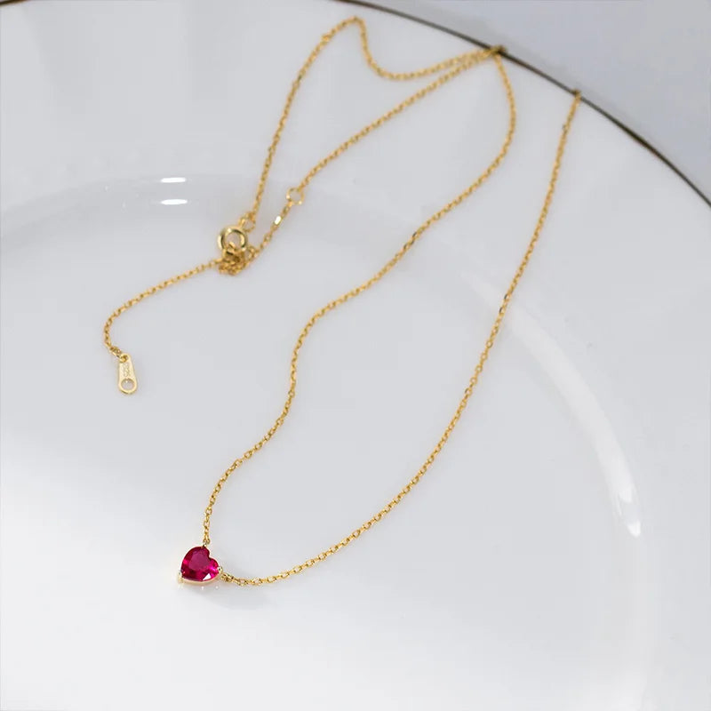 TrustDavis Real 925 Sterling Silver Fashion Heart Cubic Zirconia Necklace for Women Wedding Valentine's Day Fine Jewelry  DS4171