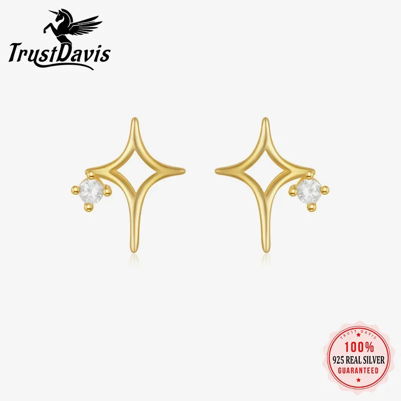 Star Earrings Minimalist Flower Rose Zircon Stud Earrings DS4992