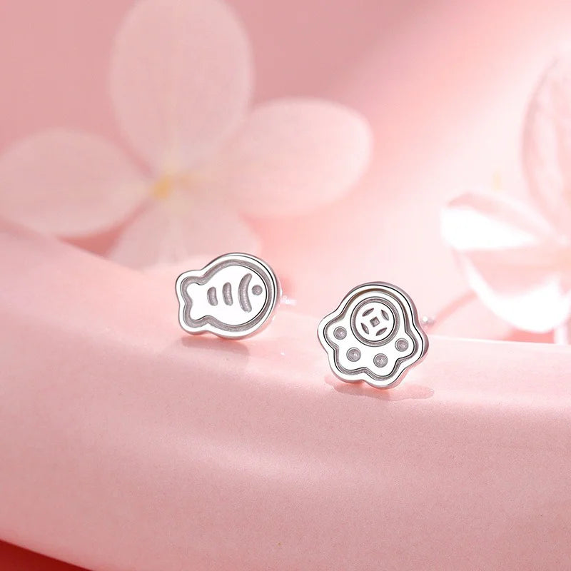 Fish and Bear Stud Earrings DS4799