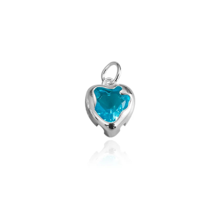 TrustDavis Real 925 Sterling Silver Sweet Zircon Heart Charm Pendant Handmade DIY Accessories Fine Jewelry Wholesale DZ1773