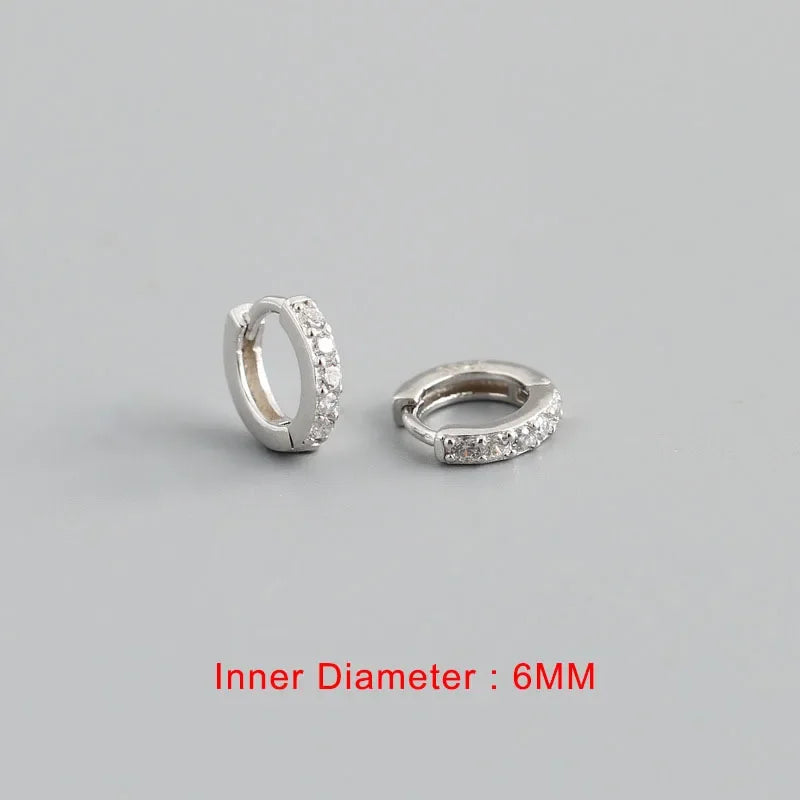 TrustDavis Luxury 925 Sterling Silver Fashion White Zircon Charm Hoop Earring For Fashion Women Wedding Party Jewelry DA2725