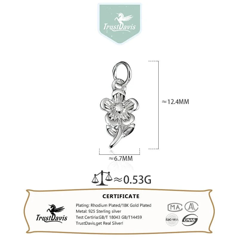 Flower Charm Pendants Cute Dainty Shiny Delicate DZ1897