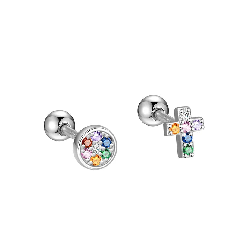Zirconia Cross Screw Earrings DS4710