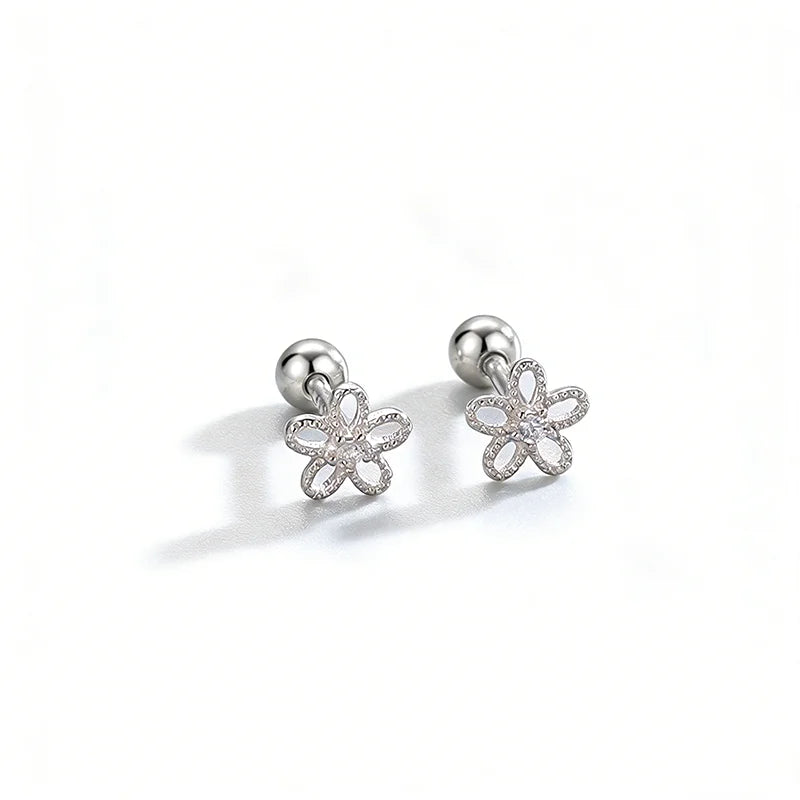 Flower Zircon Screw Earrings DS4798