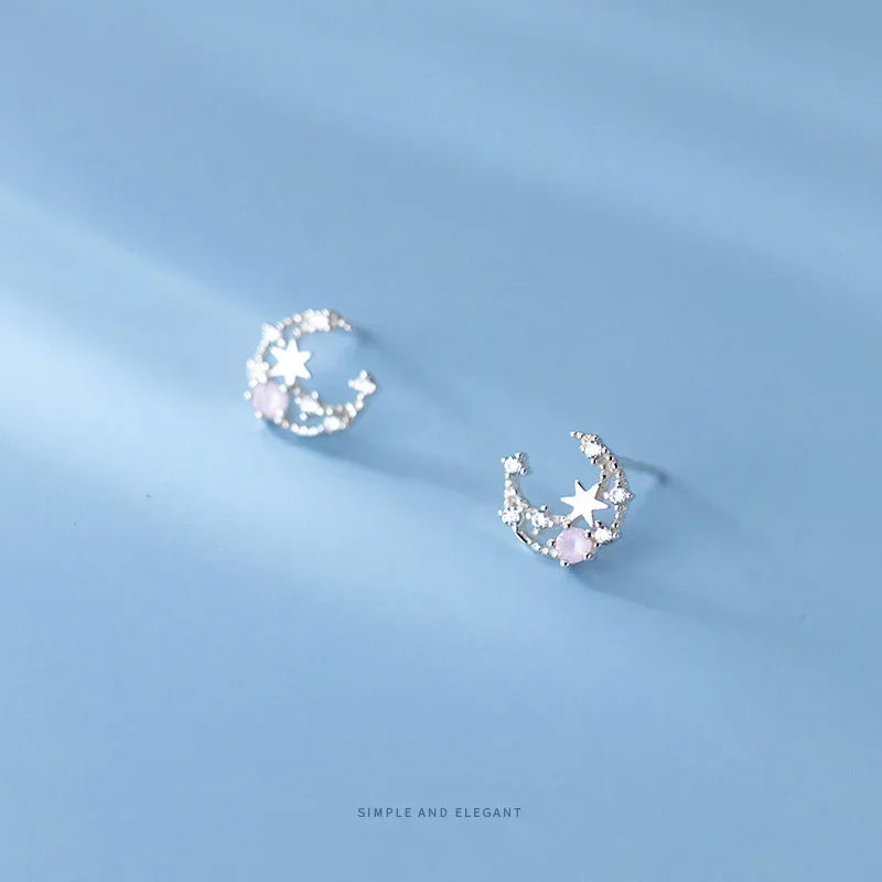 Moon Star Shiny Stud Earrings DA2424