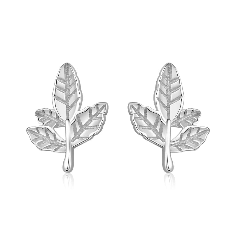 TrustDavis Girls 925 Sterling Silver Sweet Leaf Plant Stud Earrings for Mom Daughter Children Birthday Jewelry DS4478