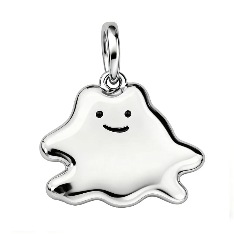TrustDavis Real 925 Sterling Silver Personality Cute Ghost Halloween Charm Pendant Handmade DIY Accessories Jewelry DZ1810