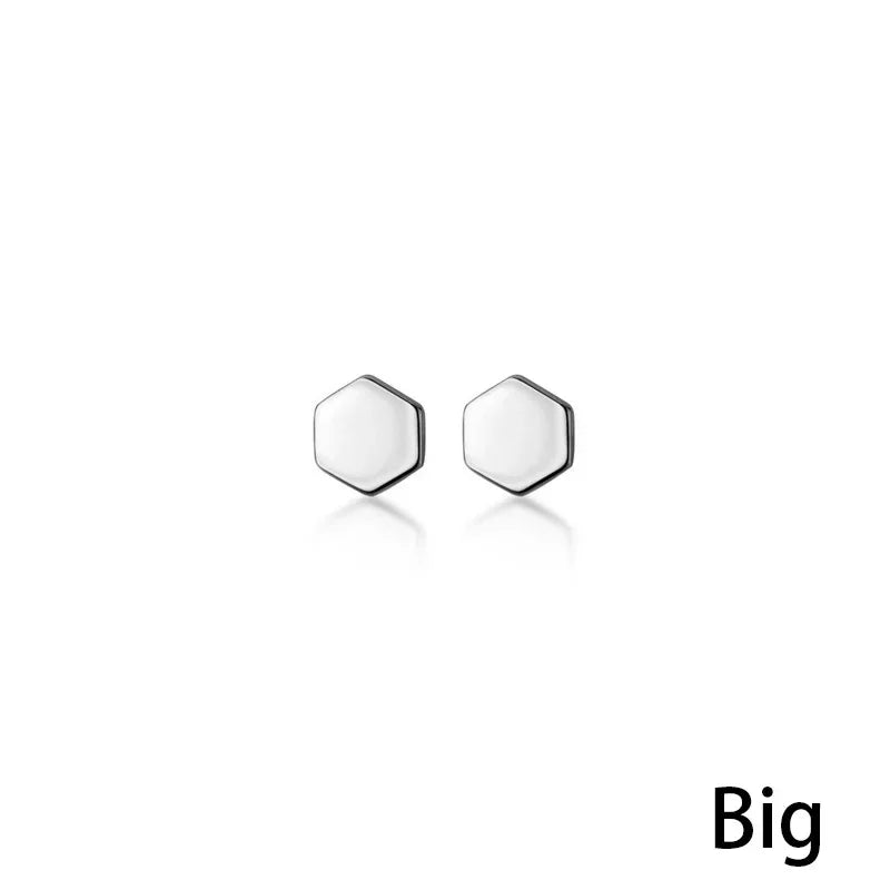 Trusta New Arrival Authentic 925 Sterling Silver Lovely Hexagon Stud Earrings Silver for Women Fashion Jewelry New Design DA869