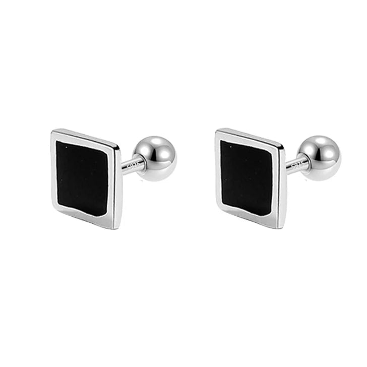 Black Glaze Round Square Triangle Screw Earring DA2205