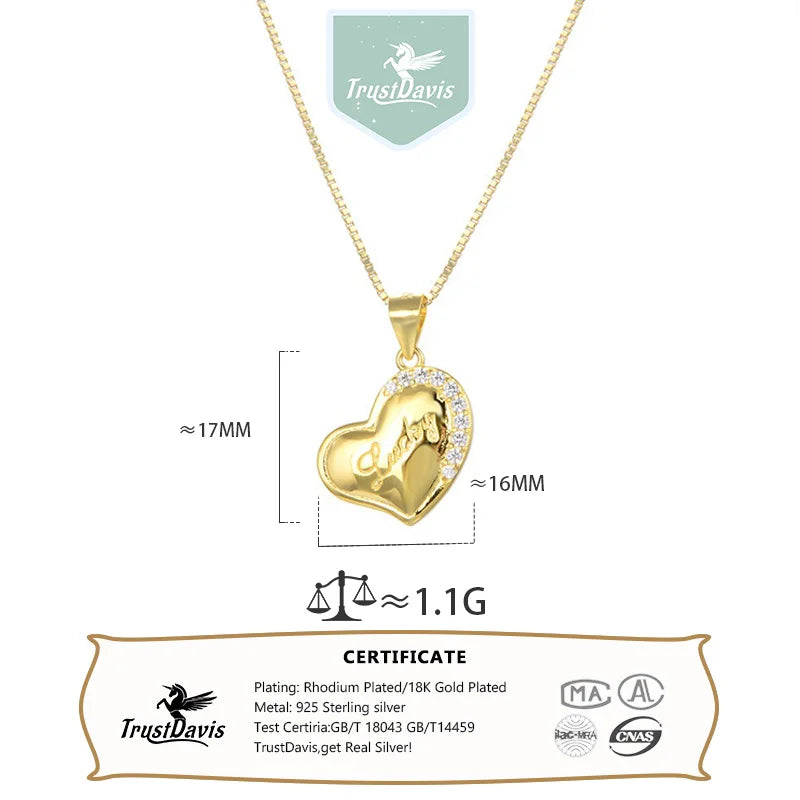 Heart-shaped Zircon Charm Pendant Box Chain Necklace Women Jewelry DZ1672