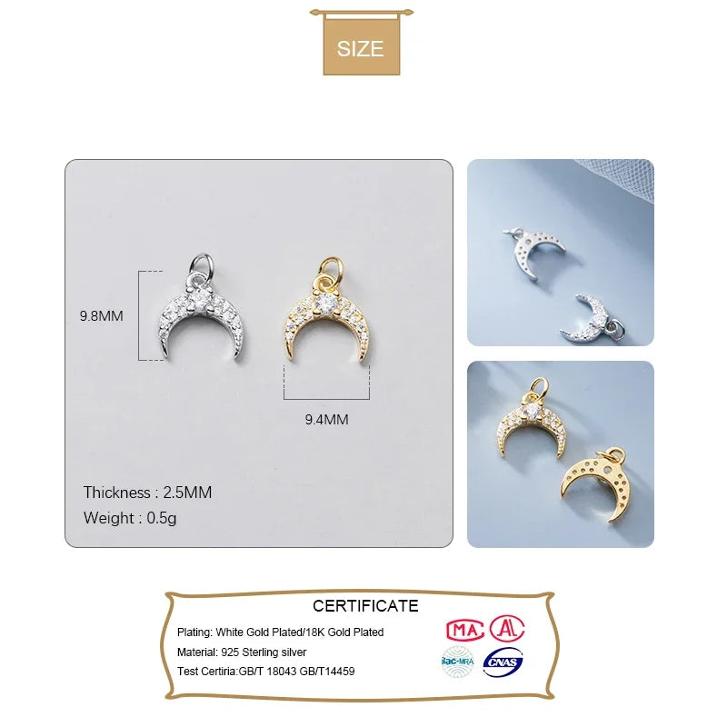 Moon CZ Cute Charm Pendant DIY Accessories DZ44