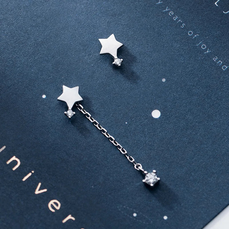 Sweet asymmetric Chsin Star Stud Earrings DS2701