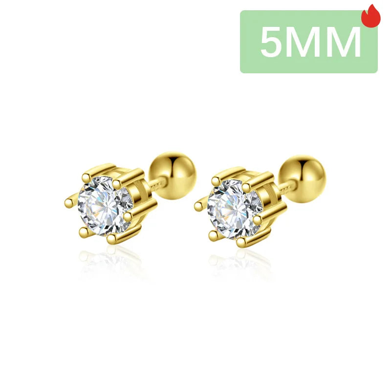 Six Claw Zircon CZ Screw Stud Earrings  DS3472
