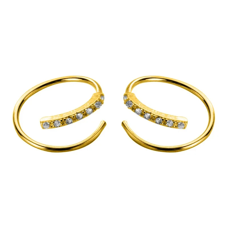 Trustdavis 100% 925 Sterling Silver Earrings Small Ear Bones Ear Buckle Ring 10mm With CZ Tightly Packed Mini Double Ring  DA293