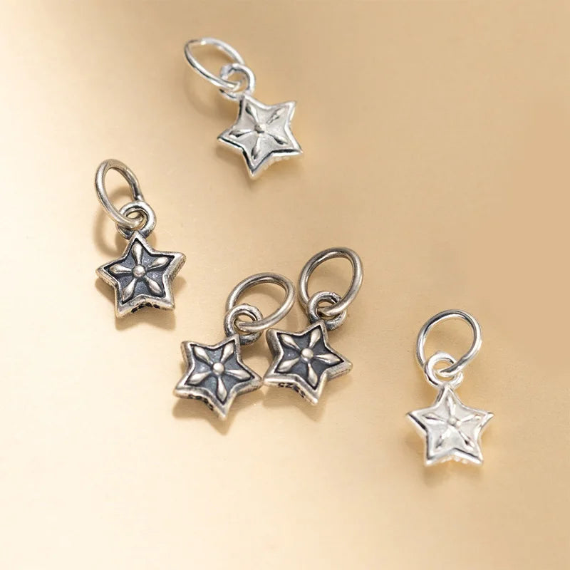 TrustDavis 925 Sterling Silver Fashion Classic Cute Vintage Star Pendant DIY Necklace Bracelet Accessories Fine Jewelry DZ1840