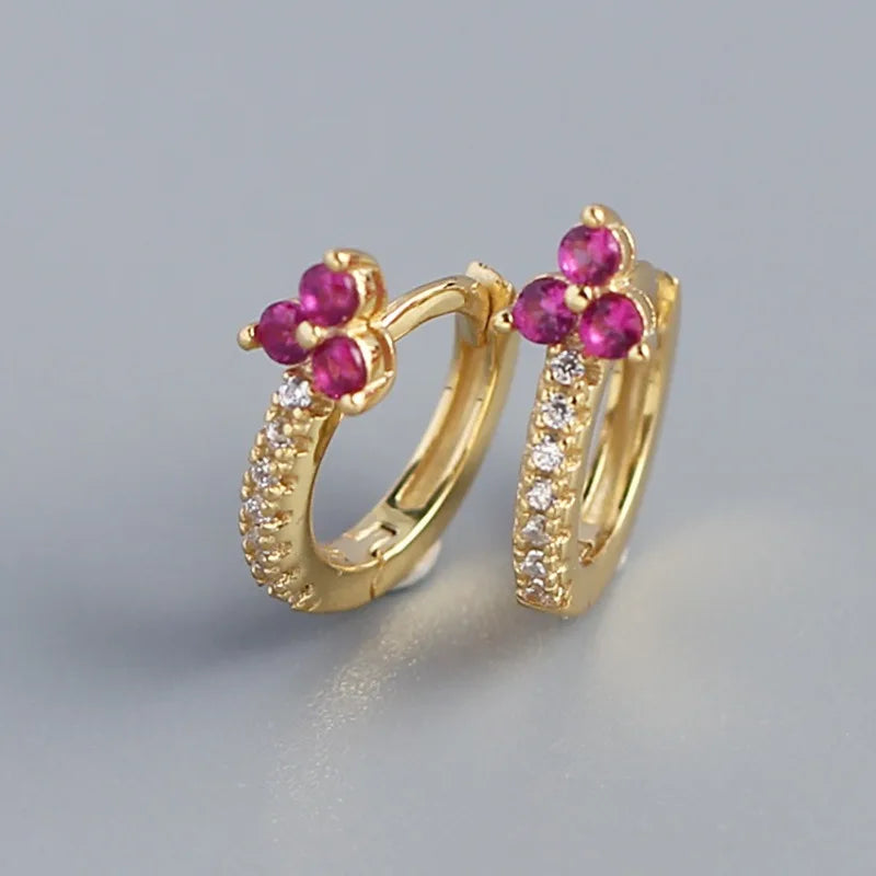 Colored Flower Zircon Earrings DS4843